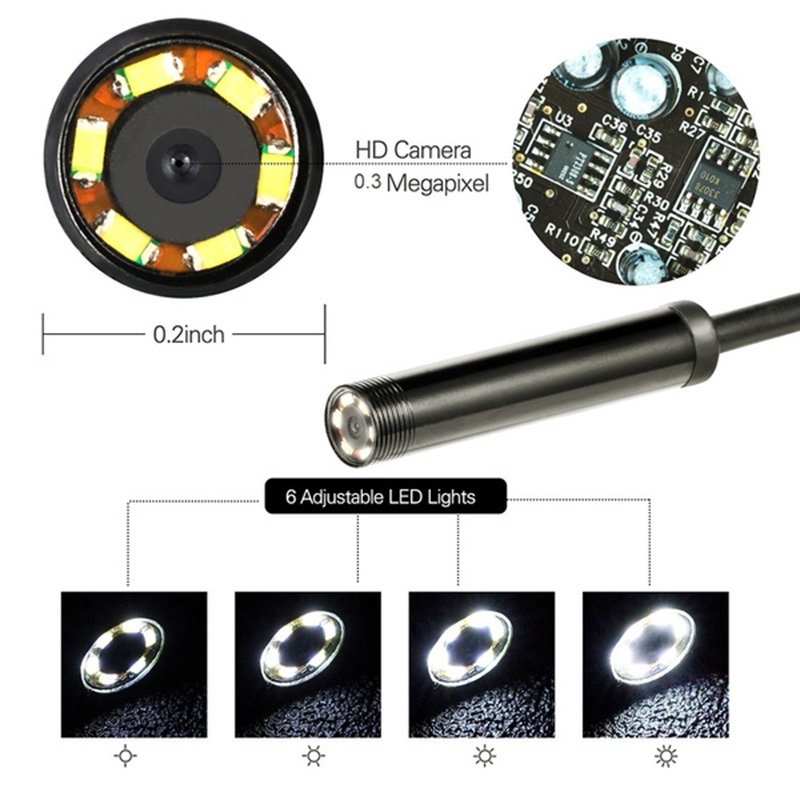 7mm 6 LED Endoscope Waterproof Borescope Inspection Camera For Andorid Phone