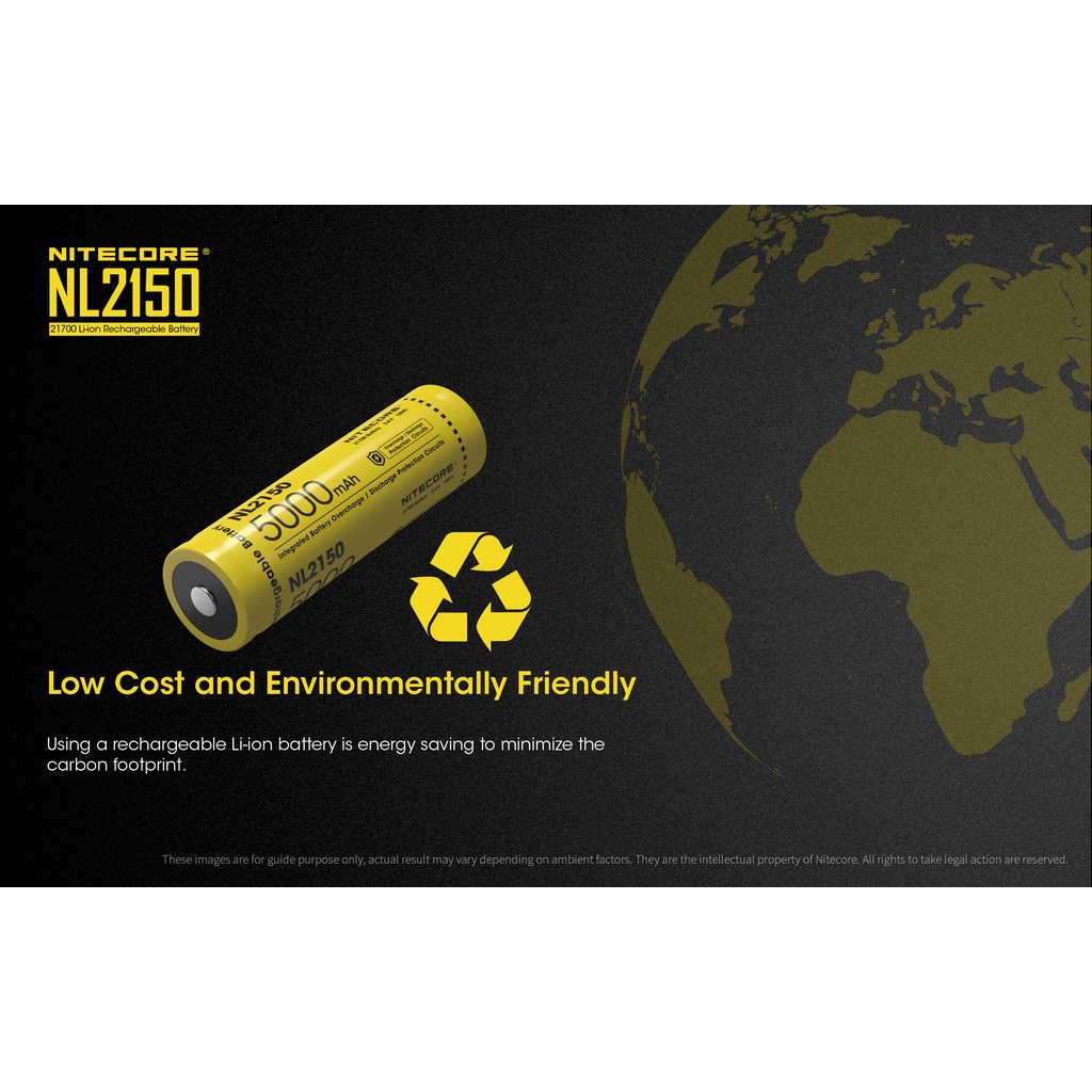 ถ่านชาร์จ Nitecore 21700 5000mAh 3.7V (NL2150) แพค 1 ก้อน ของแท้