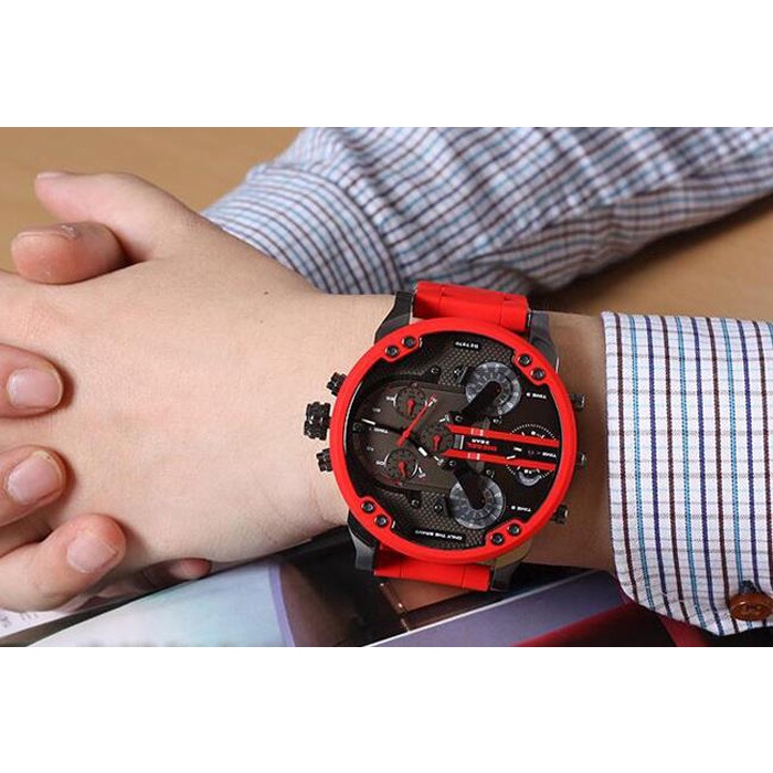 ┋✴DZ นาฬิกาแฟชั่นอินเทรนด์บุคลิกภาพหน้าปัดขนาดใหญ่ลำลองเหล็กวง 7370 ควอตซ์นาฬิกาลำลอง1