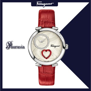 [ของแท้] Ferragamo นาฬิกาข้อมือ ผู้หญิง รุ่น FERRAGAMO FE203-0016 CUORE RED STRAP,SS D/SLV+DIAMS paurasia ปอเรเซีย