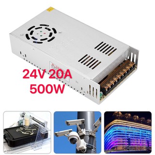 สวิตชิ่งเพาเวอร์ซัพพลาย Switching Power Supply 24V 20A 500W (Silver) สวิตชิ่ง 24V 20A 500W