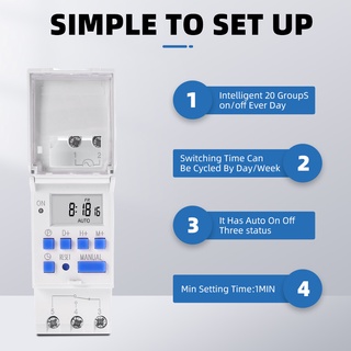 Electronic Weekly 7 Days Programmable Digital TIME Relay Timer Switch Control AC 220V 230V 12V 24V 48V 16A Din Rail Mount THC15A