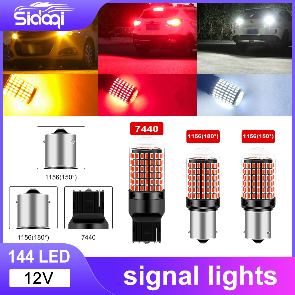 2 ชิ้น หลอดไฟเลี้ยว 144LED 1156 BA15S BAU15S P21W T20 7440 สําหรับรถยนต์ รถจักรยานยนต์ หลอดไฟเลี้ยว 