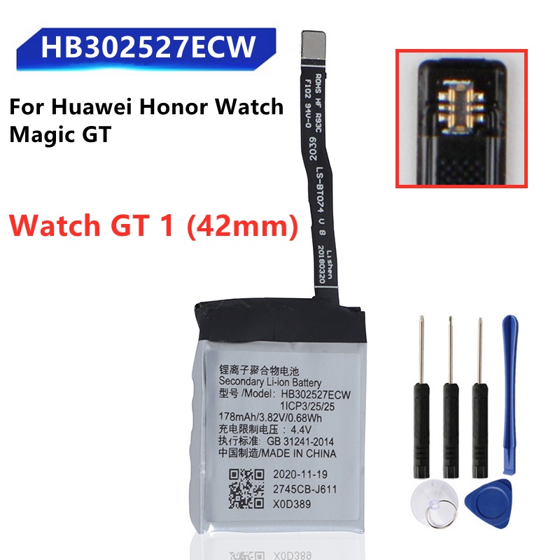 Original Replacement Battery For Huawei Honor Watch Magic GT HB302527ECW Genuine Watch Battery Watch GT 1 42MM178mAh