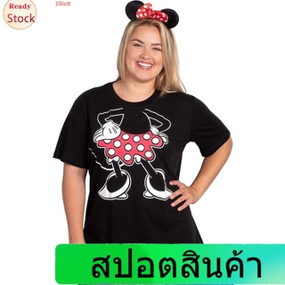 เสื้อยืดกีฬา Disney Womens Plus Size T-Shirt Headless Minnie Mouse Costume Print Mens Womens T-shirts