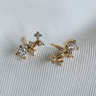 Wildflower Studs, 18K Gold Plated Sterling Silver Earrings E0100 | เงินแท้ 925 ชุบทองเเท้ 18 กะรัต