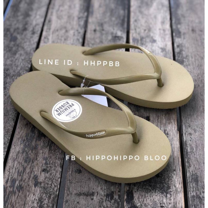 สีกากีสายเล็ก Khaki Slim HippoBloo รองเท้าแตะฮิปโป  No .36-37-38-39-40