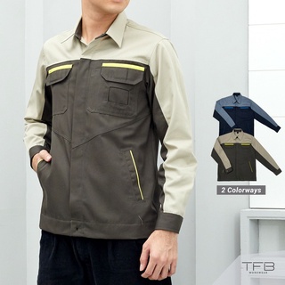 เสื้อช็อป ติดกระดุม แขนยาว (สีกากี) TFB Workwear