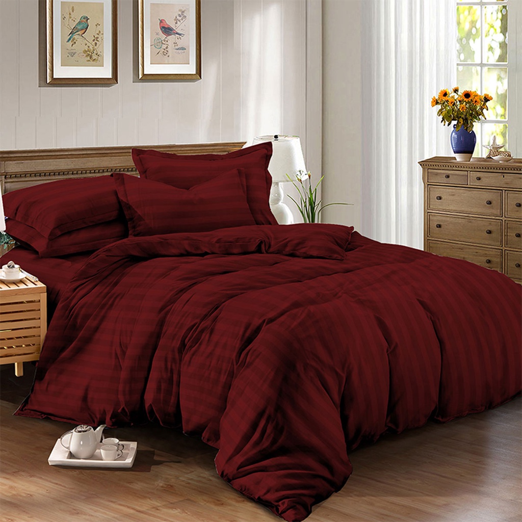 Chaixing Home ผ้าปูที่นอน ผ้าไมโครเทค KASSA HOME รุ่น EMBOSS ขนาด 5 ฟุต (ชุด 5 ชิ้น) สีแดง