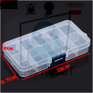 กล่องพลาสติกฝาพับ แบ่ง 10 ช่อง 13x6.7x2.1cm