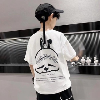 เสื้อยืดแขนสั้นลําลอง ทรงหลวม พิมพ์ลาย หลากสี แฟชั่นฤดูร้อน สไตล์เกาหลี สําหรับเด็กผู้ชาย และเด็กผู้หญิง อายุ 3-15 ปี