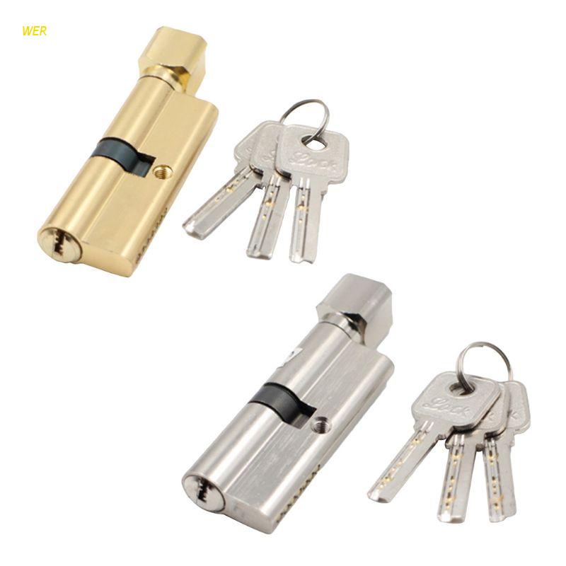 WER 1Set Door Cylinder Lock Biased 70mm Anti-theft Entrance Metal Door Lock with 3 Keys Home Securit