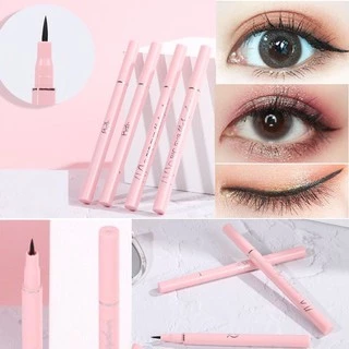 อายไลเนอร์ แบบหัวแปรง ติดทนทานอายไลเนอร์สีดำ แบบกันน้ำ สำหรับแต่งหน้าซองสีชมพูน่ารัก