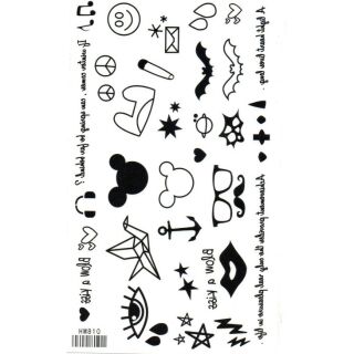 Tattoo Fashion แท็ททู สติ๊กเกอร์ Mickey Mouse ดาว Star ค้างคาว Bat แว่น หัวใจ Heart HM810
