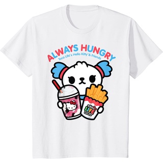 เสื้อยืดผ้าฝ้ายพรีเมี่ยม เสื้อยืด พิมพ์ลาย Toca Life x Hello Kitty &amp; Friends ALWAYS HUNGRY สําหรับผู้ชาย