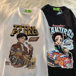 Hot Anime T-shirt women Harajuku cartoon Titan Attack Shingeki No Kyojin Graphic Demon Slayer Kimetsu No Yaiba T-shirt