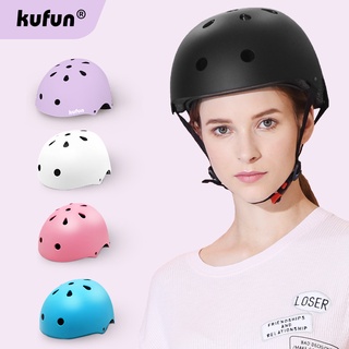 Kufun หมวกกันน็อคสเก็ตบอร์ด สีม่วง เพื่อความปลอดภัย สําหรับขี่จักรยานเสือภูเขา เสือหมอบ ผู้ชาย ผู้หญิง