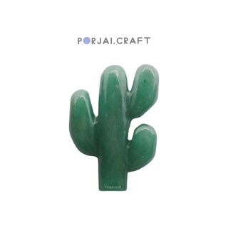 Green aventurine cactus carving กรีนอเวนจูรีนแกะสลักรูปกระบองเพชร