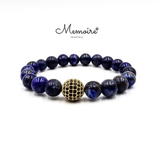 กำไลข้อมือหินแท้ Lapis Lazuli ขนาด 8 มิล + จี้คริสตัลบอล