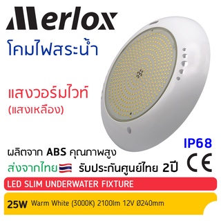 โคมไฟใต้น้ำ LED 12V 25W แสงวอร์ไวท์ 3000K IP68 #23153 - LED Slim Underwater ABS 12V 25W Warm White 3000K IP68