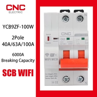 Cnc YCB9ZF-100W 2P เบรกเกอร์วงจรอัจฉริยะ WiFi ป้องกันไฟฟ้าลัดวงจร Timed Smart Reclosing Switch รีโมทคอนโทรล