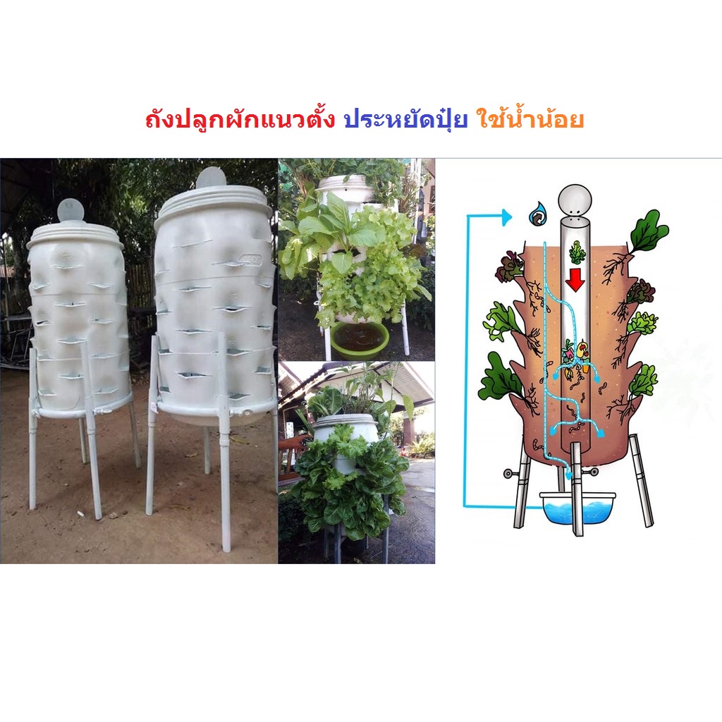 ผักแนวตั้ง garden tower คอนโดผักหมักปุ๋ย ถังปลูกผักแนวตั้ง tower gardenสั่งได้ไม่เกิน 2 ชิ้นต่อ1คำสั