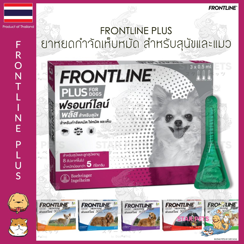 🐶🐱Frontline Plus (ฟรอนท์ไลน์ พลัส) ยาหยอดกำจัดเห็บ หมัด สุนัข และ แมวบรรจุ 3 หลอด (1 กล่อง)