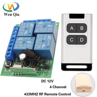 ตัวรับสัญญาณรีเลย์สวิตช์ไร้สาย 433Mhz RF DC 12V 4 ช่องทาง 10A และตัวส่งสัญญาณ สําหรับประตู เปิดไฟ พัดลม