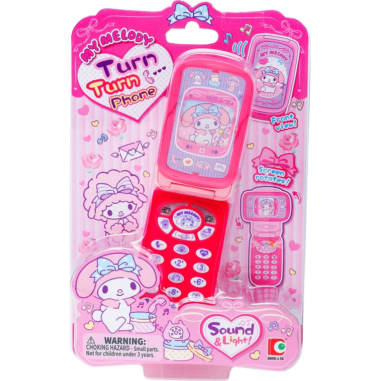 Sanrio My Melody Turn Turn Phone ซานริโอ มาย เมโลดี้ โทรศัพท์ฝาพับหมุนได้ MM-58025 โทรศัพท์ของเล่น