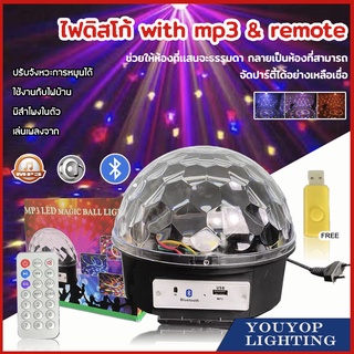 ไฟปาร์ตี้ ลำโพงไฟดิสโก้ ไฟเทค 9สี LED  ใช้ในงานปาร์ตี้ เพิ่มสีสันในงาน เล่น MP3ได้ บูทูธ ได้ ลำโพงในตัว มีรีโมทควบคุม038