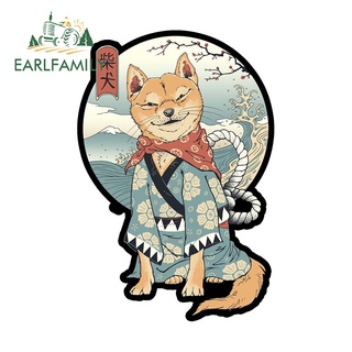 Earlfamily สติกเกอร์ ลาย Shiba Inu Samurai ขนาด 13 ซม. x 8.8 ซม. สําหรับตกแต่งกระจกรถยนต์