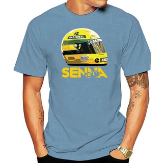 เสื้อยืดคอกลม แขนสั้น ผ้าฝ้าย 100% พิมพ์ลายหมวกกันน็อค Ayrton Senna Racing ขนาดใหญ่ สําหรับผู้ชายS-5XL