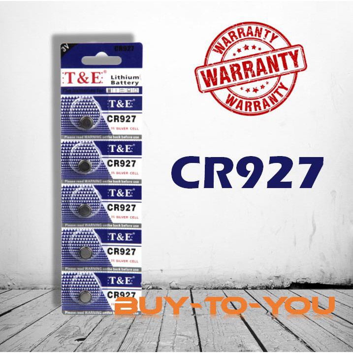 CR927 ถ่านกระดุม T&E รุ่น CR927 3V Lithium Battery พร้อมส่ง (1 Pack มี 5 pcs)