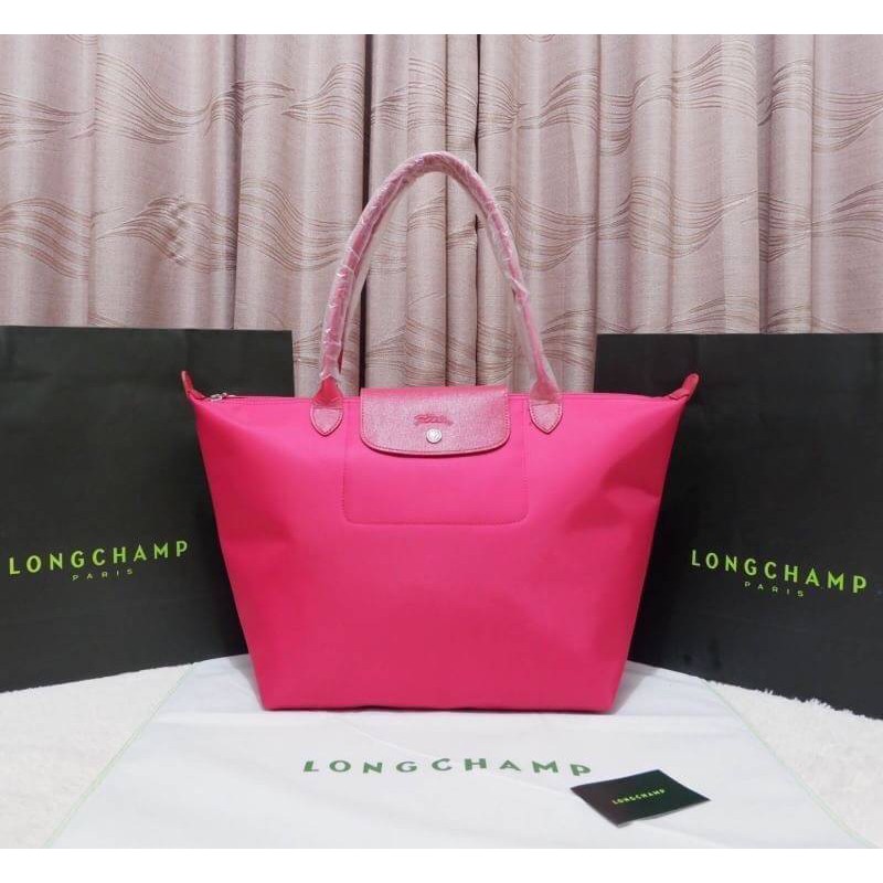 กระเป๋า  Longchamp Le Pliage Neo หูยาว Size M Color : Rose pink 270