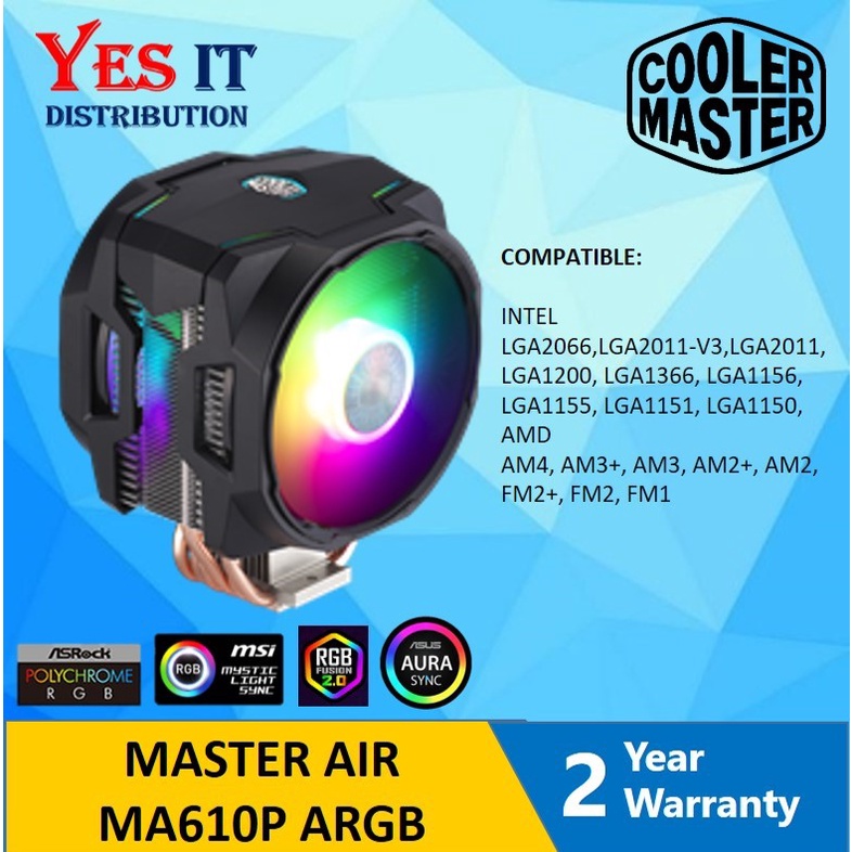COOLER MASTERAIR MA610P 120mm DUAL MASTERFAN MF120R RGB ( MAP-T6PN-218PC-R1 ) พร้อมคอนโทรลเลอร์ RGB