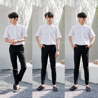 เสื้อนักศึกษาชาย แขนสั้น แขนยาว เสื้อคอจีน (ผ้าดิบ) Sz.M-50"