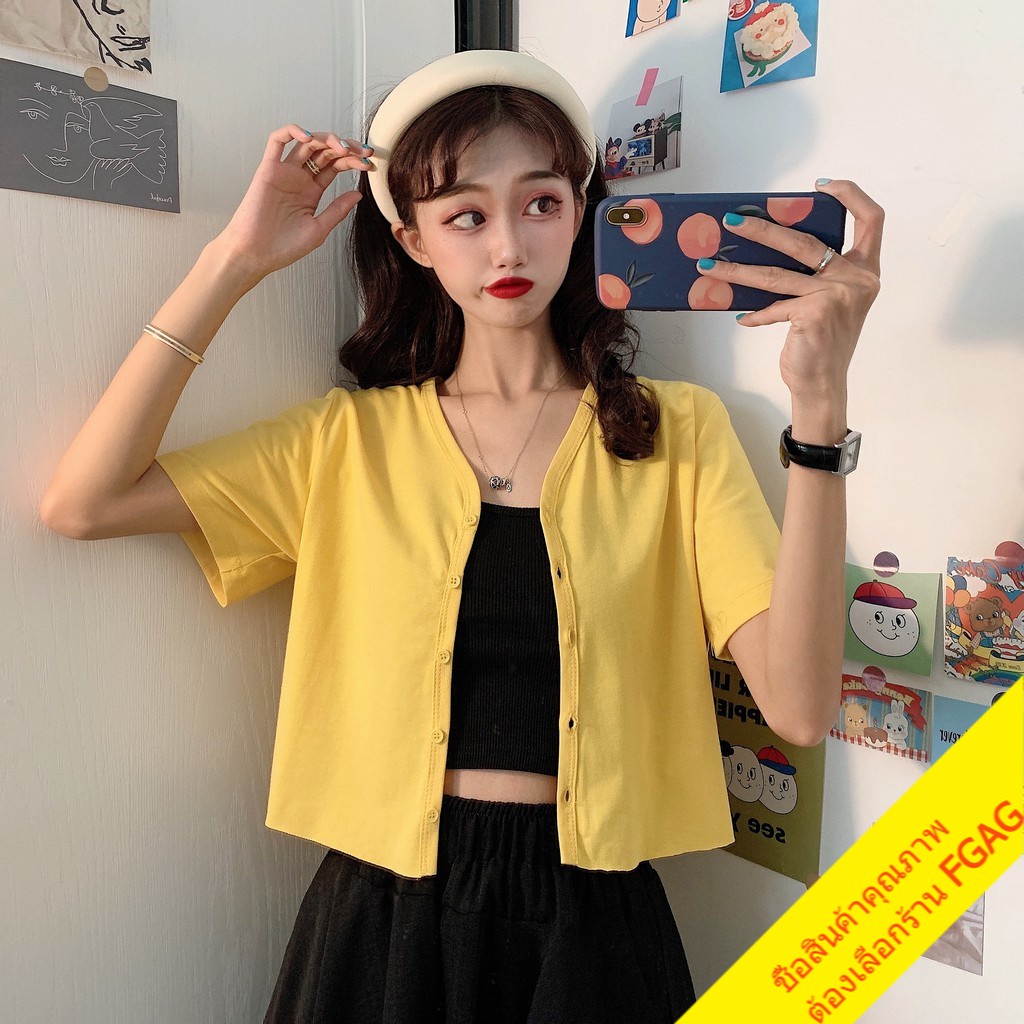 เสื้อครอปแขนสั้นผู้หญิง oversize tshirt เสื้อเอวลอยวัยรุ่นน่ารัก  เสื้อผ้ามินิมอลสไตล์เกาหลี  แฟชั่น  สีขาว พร้อมส่ง XXL