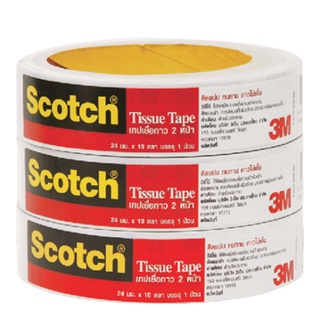 3เอ็ม เทปกาว 2 หน้า แบบบาง x 3 ม้วน101346Scotch® Tissue Tape 24Mm x 10Y 3Rolls/Pack 3M Thin Double Sided Adhesive Tape x