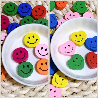 ลูกปัดหน้ายิ้ม Smiley Beads ไม้