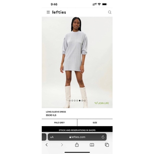 DSLWLO. Lefties เดรสทรง Over Sizeแขนยาว ผ้านุ่มๆ