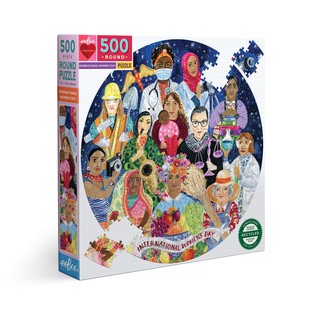 eeBoo International Womens Day 500 Pc Round Puzzle - จิ๊กซอว์รูปวันสตรีสากลแบบ 500 ชิ้น ต่อเป็นรูปภาพทรงกลม