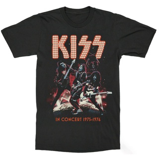 เสื้อยืดผ้าฝ้าย เสื้อยืด พิมพ์ลาย Kiss-Band In Concert 1975-1976 World Tour Fan สําหรับผู้ชาย