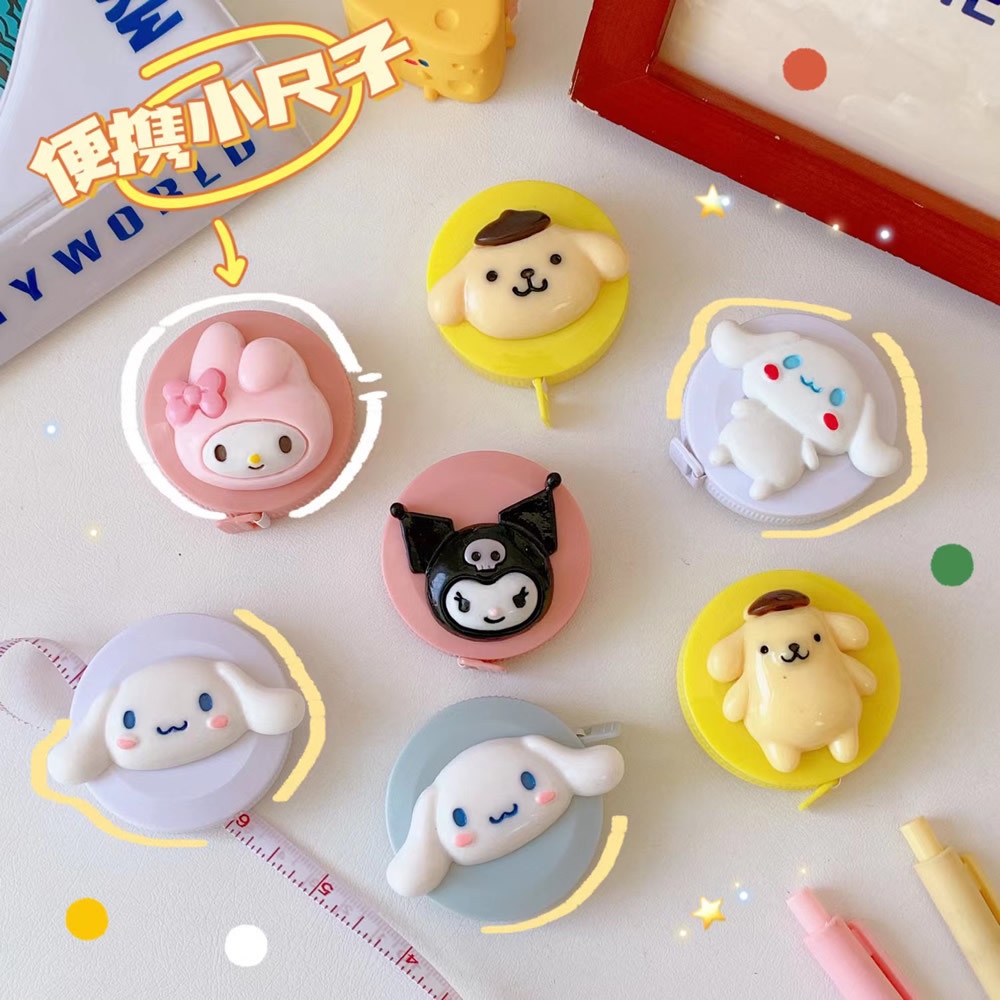 สายวัดลายการ์ตูน ยาว 150cm กดปุ่มม้วนเก็บสายเอง สายวัดตัว สายวัดเอว แบบพกพา ลายการ์ตูนน่ารักๆ