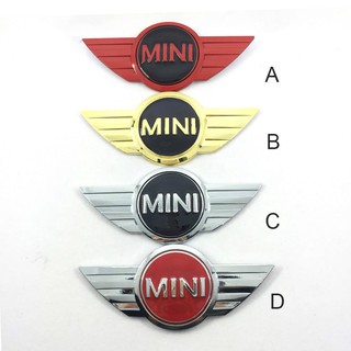 BMW Mini Cooper 1 ชิ้นโลหะ BMW มินิคูเปอร์ปีกโลโก้รถด้านหน้าด้านหลัง T Runk Emblem มินิโลโก้ตรารูปลอก