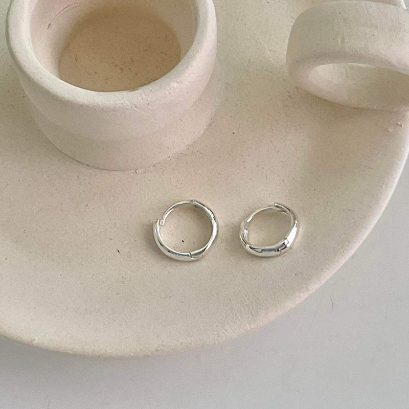 Winterwinter Jewelry Silver925 : เครื่องประดับเงินแท้ เงินแท้925 ต่างหูห่วงหนา 3*14 mm