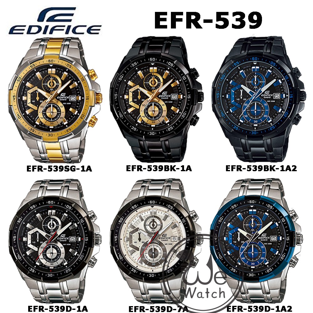 CASIO Edifice รุ่น EFR-539BK-1A EFR-539BK-1A2 นาฬิกาข้อมือผู้ชาย ขนาด 54 มม. โครโนกราฟ รับประกัน CMG 1ปี EFR EFR539