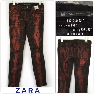 No.31-BLK&gt;&gt;&gt;ZARA ขาเดฟ ผ้ายืดเนื้อนุ่มผสมผ้ายืดSpandex 1% ตัวนี้Made in TURKEY มือสองญี่ปุ่น สภาพใหม่ เอว30"