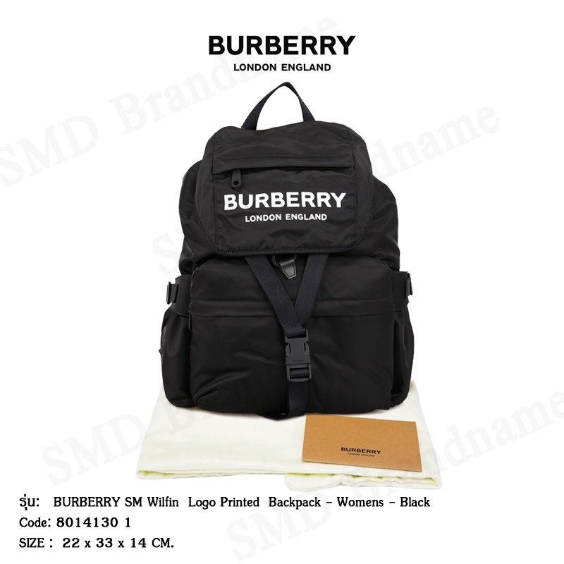 BURBERRY กระเป๋าเป้ รุ่น BURBERRY SM Wilfin  Logo Printed  Backpack - Womens - Black  Code: 8014130 1