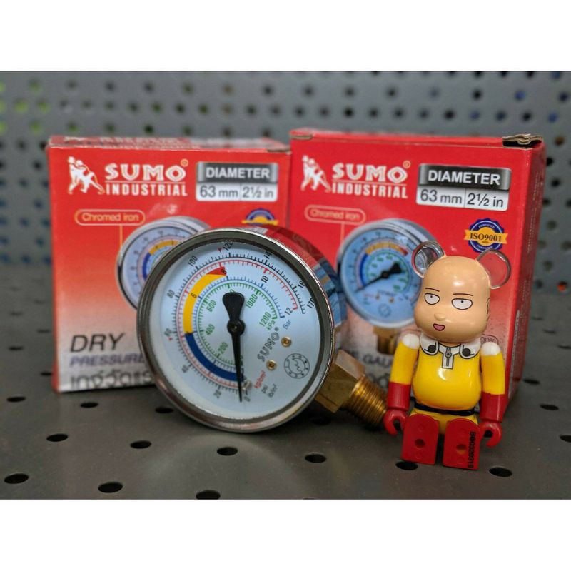 sumo เกจวัดแรงดัน แบบแห้ง ออกล่าง หน้าปัทม์ 2 1/2" (63มม.) 1-250 บาร์