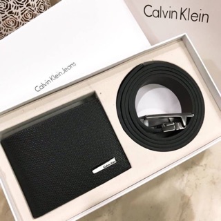 ห้ามพลาด! ซื้อ1ได้ถึง3! CALVIN KLEIN REAL LEATHER BELT &amp; WALLET WITH CARD POCKET VALUE PACK สุดคุ้ม! ทั้งกระเป๋าสตางค์